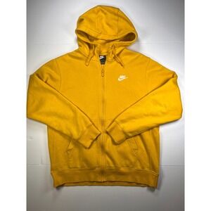 Nike Full Zip Hoodie Mens Medium Yellow Embroidered Futura Fleece Sweatshirt